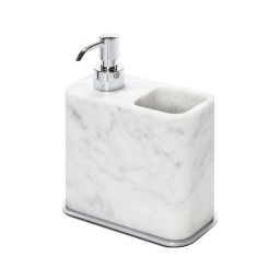 Giobagnara, Polo Arabescato White Marble Bathroom Set, Soap dispenser and toothbrush holder