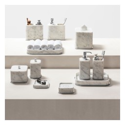 Giobagnara, Polo Arabescato White Marble Bathroom Set, Soap bowl