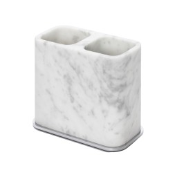 Giobagnara, Polo Arabescato White Marble Bathroom Set, Double toothbrush holder