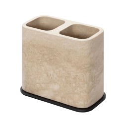 Giobagnara, Polo Travertino Marble Bathroom Set, Double toothbrush holder
