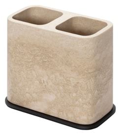 Giobagnara, Polo Travertino Marble Bathroom Set, Double toothbrush holder
