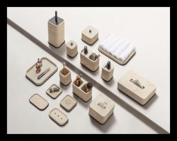 Giobagnara, Polo Travertino Marble Bathroom Set, Rectangular soap bowl