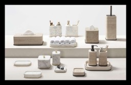 Giobagnara, Polo Travertino Marble Bathroom Set, Rectangular soap bowl