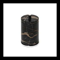 Giobagnara, Positano Black Portoro Marble Bathroom set, Round box