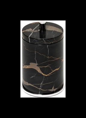 Giobagnara, Positano Black Portoro Marble Bathroom set, Round box
