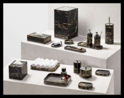 Giobagnara, Positano Black Portoro Marble Bathroom set, Rectangular valet tray, medium