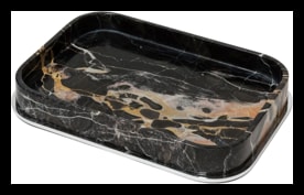 Giobagnara, Positano Black Portoro Marble Bathroom set, Rectangular valet tray, large