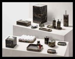 Giobagnara, Positano Black Portoro Marble Bathroom set, Long rectangular valet tray, small