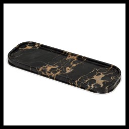 Giobagnara, Positano Black Portoro Marble Bathroom set, Long rectangular valet tray, medium