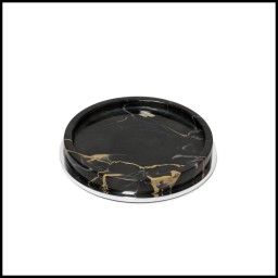 Giobagnara, Positano Black Portoro Marble Bathroom set, Round valet tray