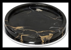 Giobagnara, Positano Black Portoro Marble Bathroom set, Round valet tray