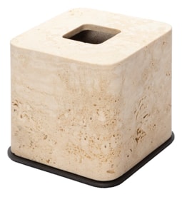 Giobagnara, Polo Travertino Marble Bathroom Set, Square tissue holder