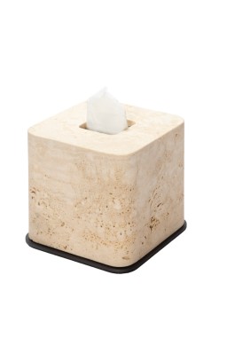 Giobagnara, Polo Travertino Marble Bathroom Set, Square tissue holder