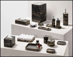 Giobagnara, Positano Black Portoro Marble Bathroom set, Bin
