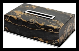 Giobagnara, Positano Black Portoro Marble Bathroom set, Rectangular tissue holder