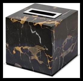 Giobagnara, Positano Black Portoro Marble Bathroom set, Square tissue holder