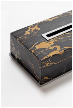 Giobagnara, Positano Black Portoro Marble Bathroom set, Rectangular tissue holder