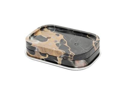 Giobagnara, Positano Black Portoro Marble Bathroom set, Rectangular soap bowl