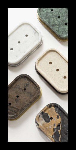 Giobagnara, Positano Black Portoro Marble Bathroom set, Rectangular soap bowl