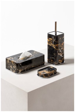 Giobagnara, Positano Black Portoro Marble Bathroom set, Toilet brush