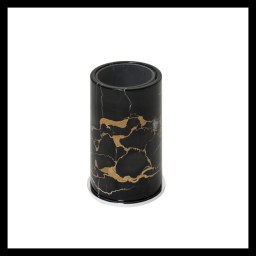 Giobagnara, Positano Black Portoro Marble Bathroom set, Toothbrush holder