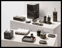 Giobagnara, Positano Black Portoro Marble Bathroom set, Toothbrush holder