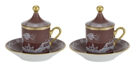 Ginori 1735, Oriente Italiano Castagna & Meringa, Coffee set for 2, castagna