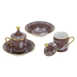 Ginori 1735, Oriente Italiano Castagna & Meringa, Coffee set for 2, castagna