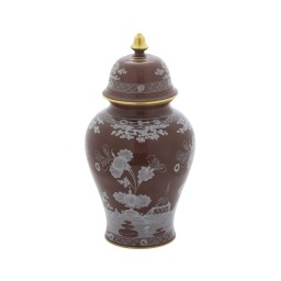 Ginori 1735, Oriente Italiano Castagna & Meringa, Potiche vase large, castagna