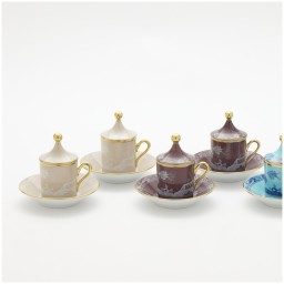 Ginori 1735, Oriente Italiano Castagna & Meringa, Coffee set for 2, castagna