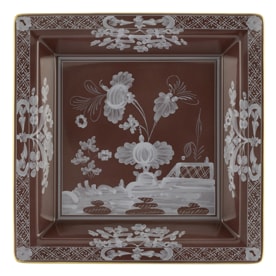 Ginori 1735, Oriente Italiano Castagna & Meringa, Square change tray large, castagna