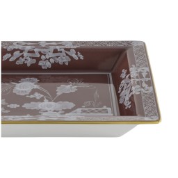 Ginori 1735, Oriente Italiano Castagna & Meringa, Square change tray large, castagna