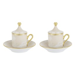 Ginori 1735, Oriente Italiano Castagna & Meringa, Coffee set for 2, meringa