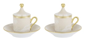 Ginori 1735, Oriente Italiano Castagna & Meringa, Coffee set for 2, meringa