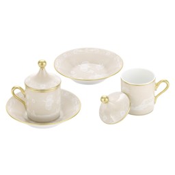 Ginori 1735, Oriente Italiano Castagna & Meringa, Coffee set for 2, meringa