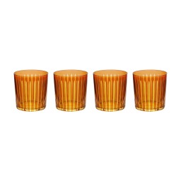 L'Objet, Prism, Set of 4 double old fashioned glasses, amber