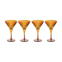 L'Objet, Prism, Set of 4 martini glasses, amber