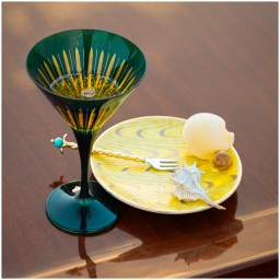 L'Objet, Prism, Set of 4 martini glasses, green