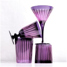 L'Objet, Prism, Set of 4 double old fashioned glasses, purple