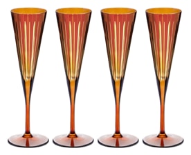 L'Objet, Prism, Set of 4 champagne flutes, amber