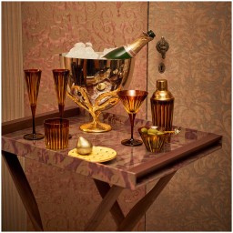 L'Objet, Prism, Set of 4 champagne flutes, amber