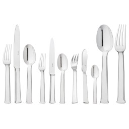 Ercuis, Séquoia, stainless steel, Flatware set for 12 people (110 pieces) with chest
