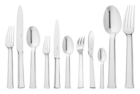 Ercuis, Séquoia, stainless steel, Flatware set for 12 people (110 pieces) with chest