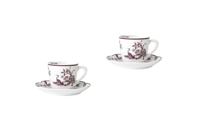 Bernardaud, Albertine prune, Set of 2 coffee cups and saucers