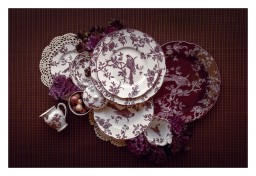 Bernardaud, Albertine prune, Set of 2 coffee cups and saucers