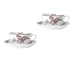 Bernardaud, Albertine prune, Set of 2 tea cups and saucers