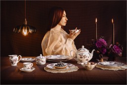 Bernardaud, Albertine prune, Set of 2 tea cups and saucers