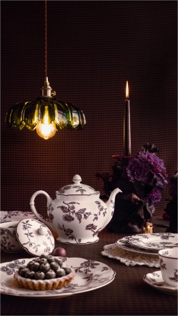 Bernardaud, Albertine prune, Set of 2 tea cups and saucers