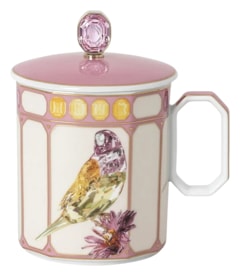 Rosenthal, Swarovski Idyllia, Mug with lid, finch pink