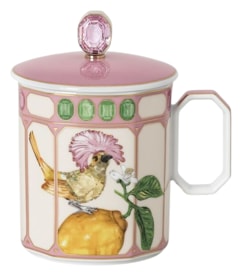 Rosenthal, Swarovski Idyllia, Mug with lid, flycatcher pink